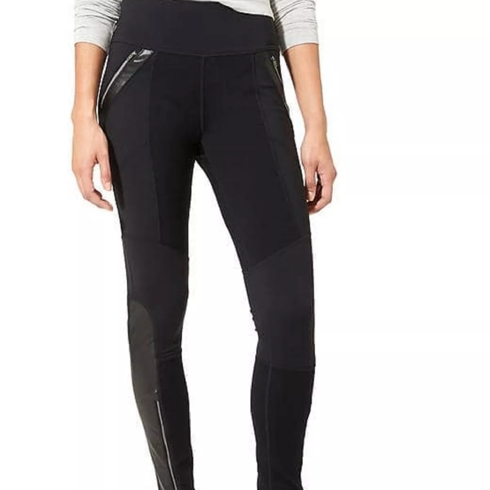 Athleta Black Leggings with Zipper Accents